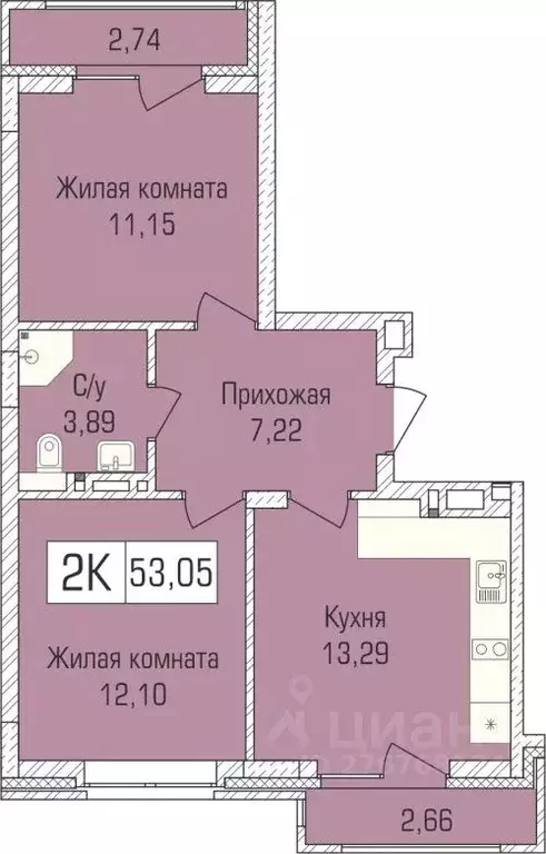 2-к кв. Новосибирская область, Новосибирск ул. Василия Клевцова, 3 ... - Фото 0