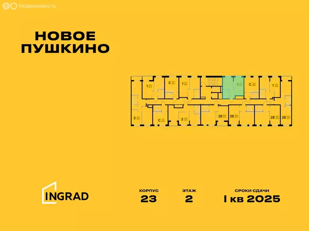 1-комнатная квартира: Пушкино, микрорайон Новое Пушкино, к23 (34.2 м) - Фото 1