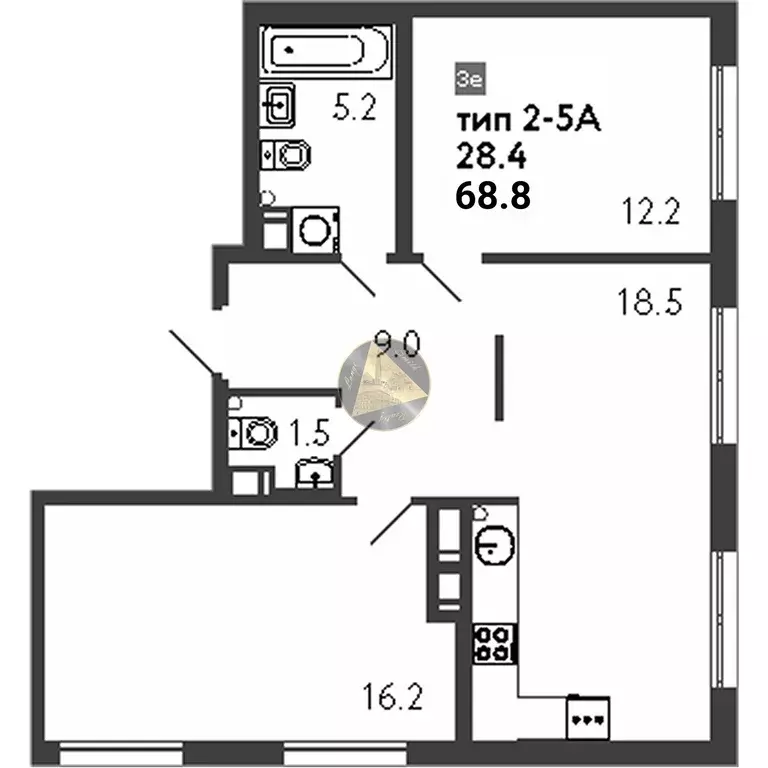 Продаётся 2-к квартира, 68.86 м - Фото 1
