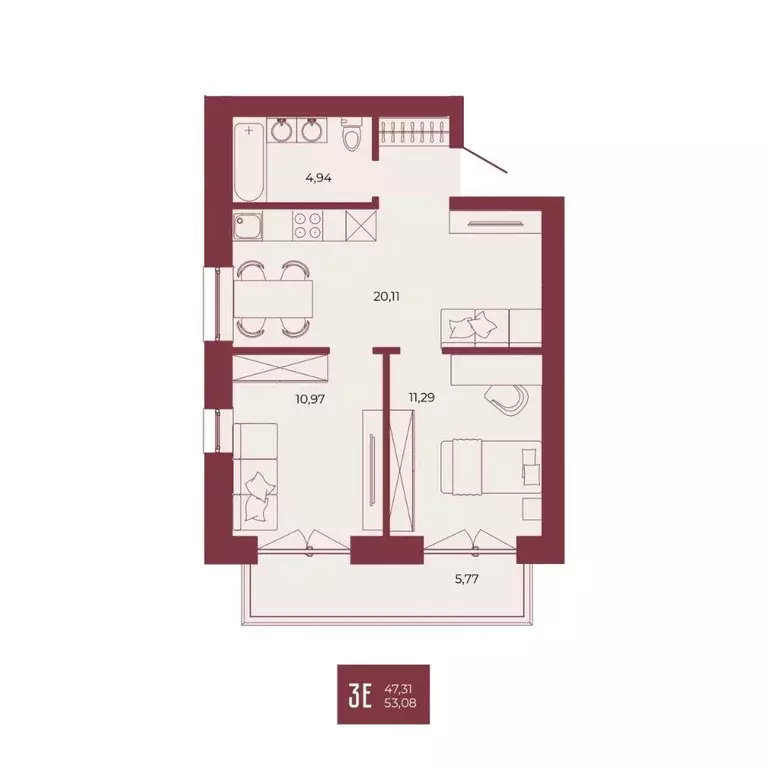 3-к кв. Пензенская область, Пенза ул. Тепличная, 55 (53.08 м) - Фото 0