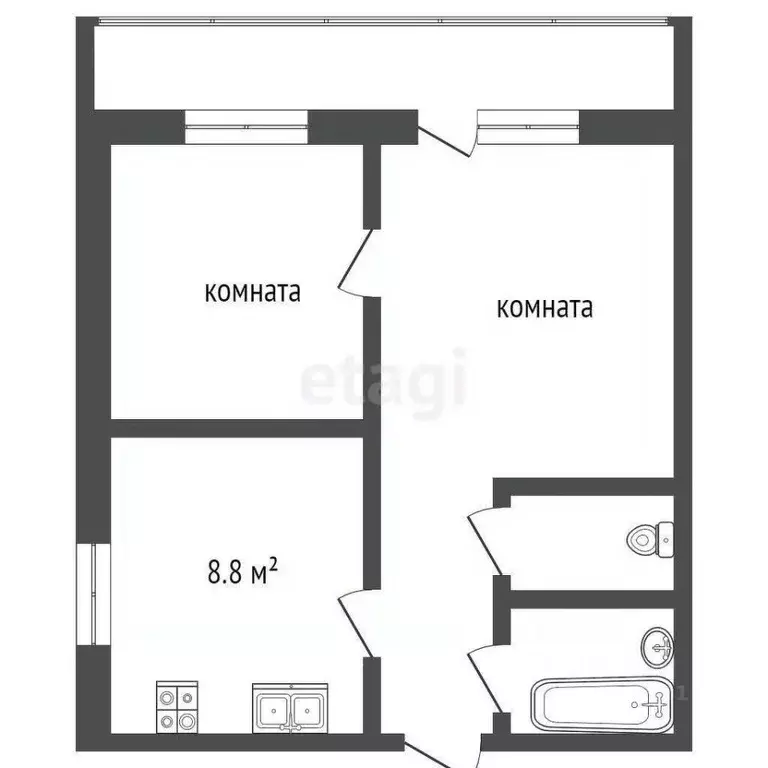 2-к кв. Ростовская область, Ростов-на-Дону Таганрогская ул., 126 (57.0 ... - Фото 1