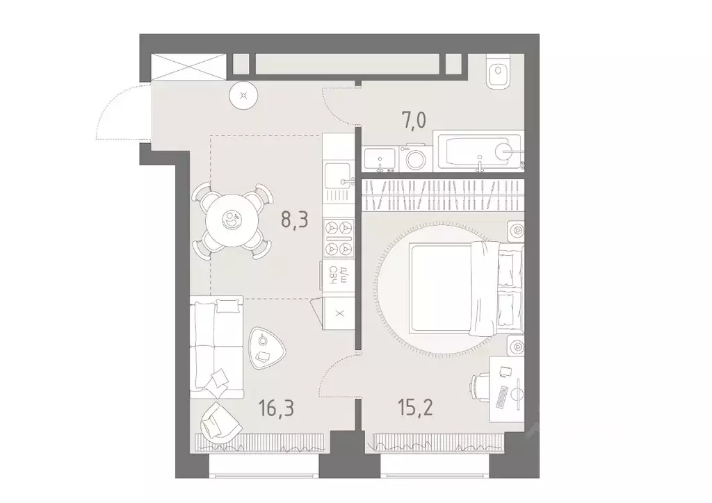 2-к кв. Москва Родина Парк жилой комплекс, к4 (46.8 м) - Фото 2
