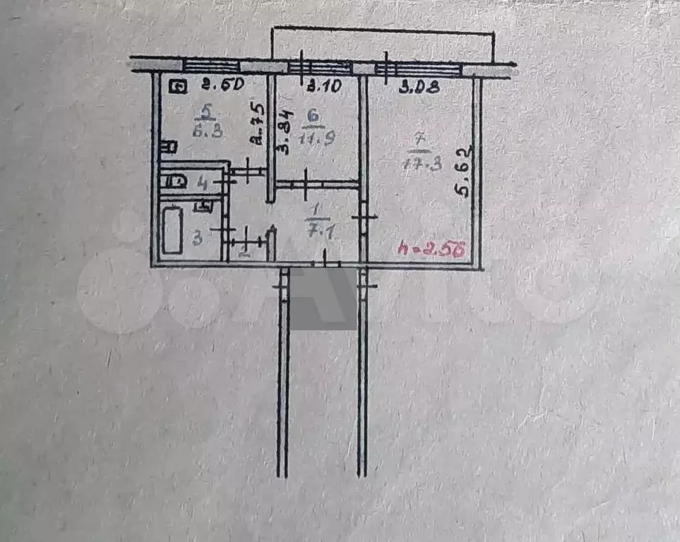 2-к. квартира, 46,9 м, 4/5 эт. - Фото 0