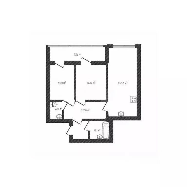 2-к кв. Брянская область, Брянск ул. Имени А.Ф. Войстроченко, 5 (65.0 ... - Фото 2
