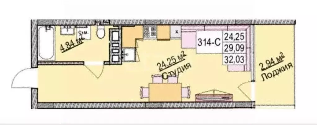 Студия Калининградская область, Зеленоградск ул. Гагарина, 87 (32.03 ... - Фото 0