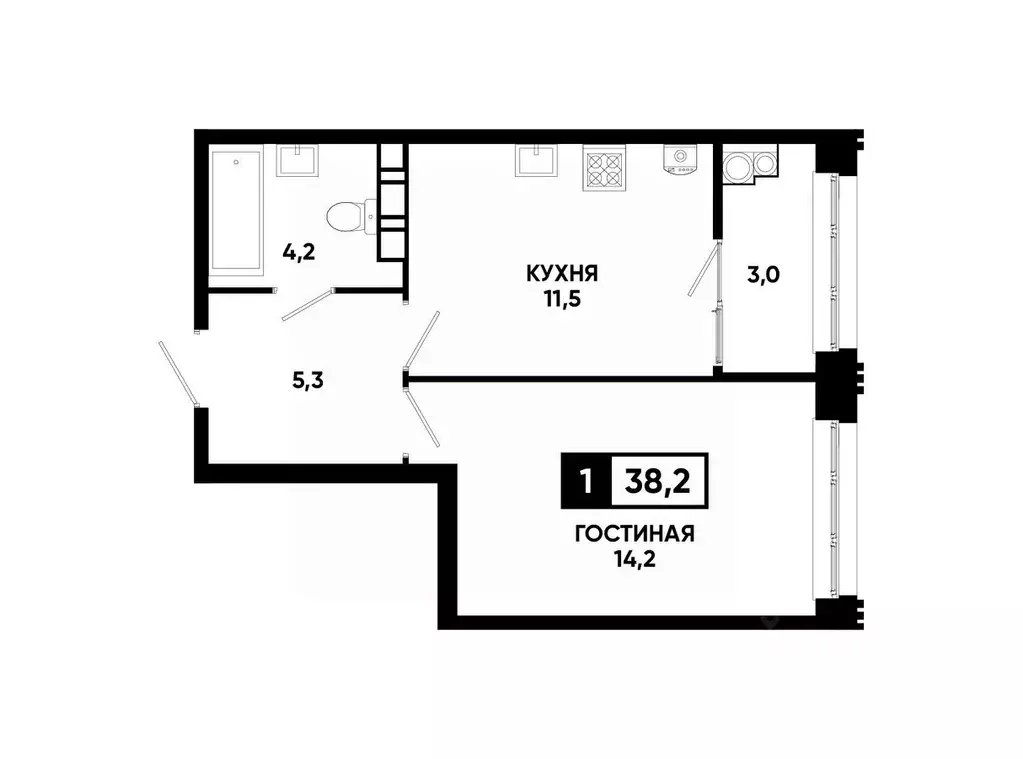 1-к кв. Ставропольский край, Ставрополь ул. Андрея Голуба, 12к8 (38.2 ... - Фото 0