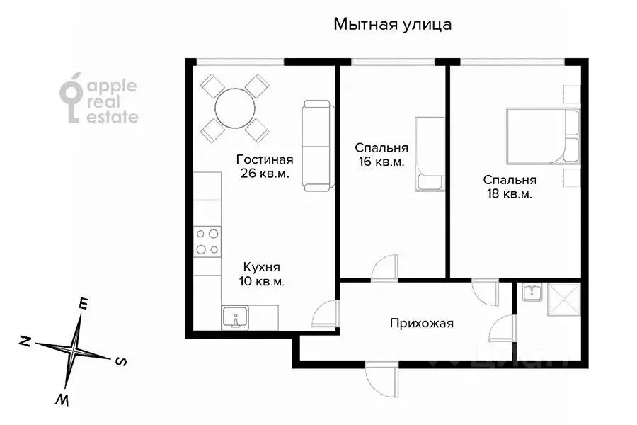 3-к кв. Москва Мытная ул., 40к1 (77.0 м) - Фото 1