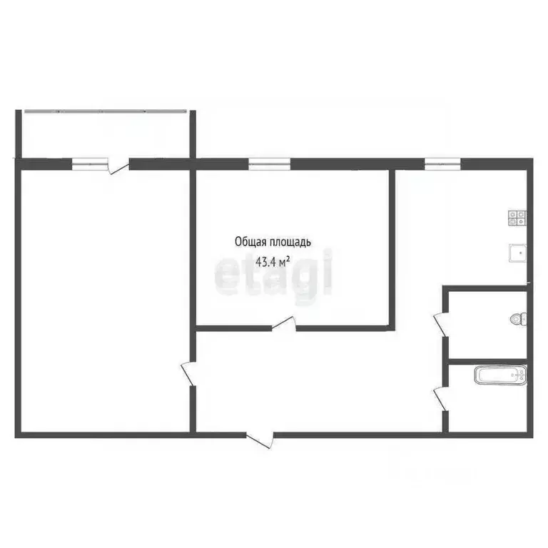 2-к кв. Кемеровская область, Юрга ул. Никитина, 67 (43.2 м) - Фото 1