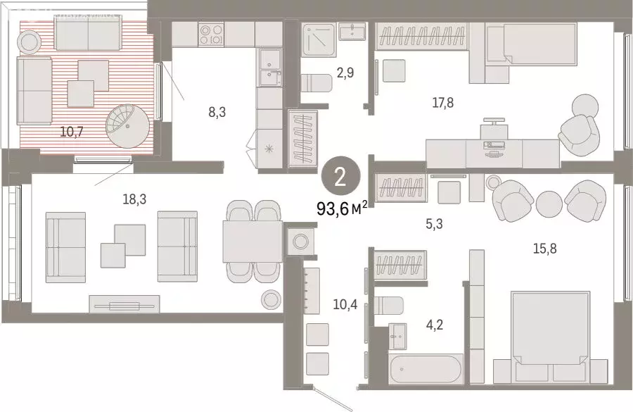 2-комнатная квартира: Екатеринбург, улица Гастелло, 19А (93.61 м) - Фото 1