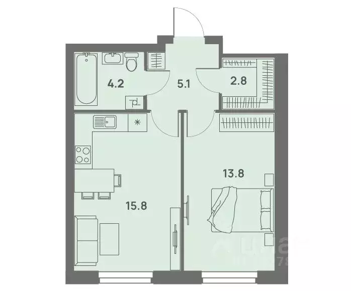 2-к кв. Пермский край, Пермь Трамвайная ул., 27 (41.6 м) - Фото 1