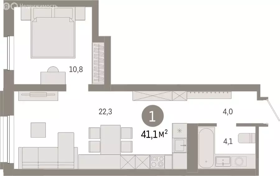 1-комнатная квартира: Екатеринбург, переулок Ритслянда, 15 (41.06 м) - Фото 1