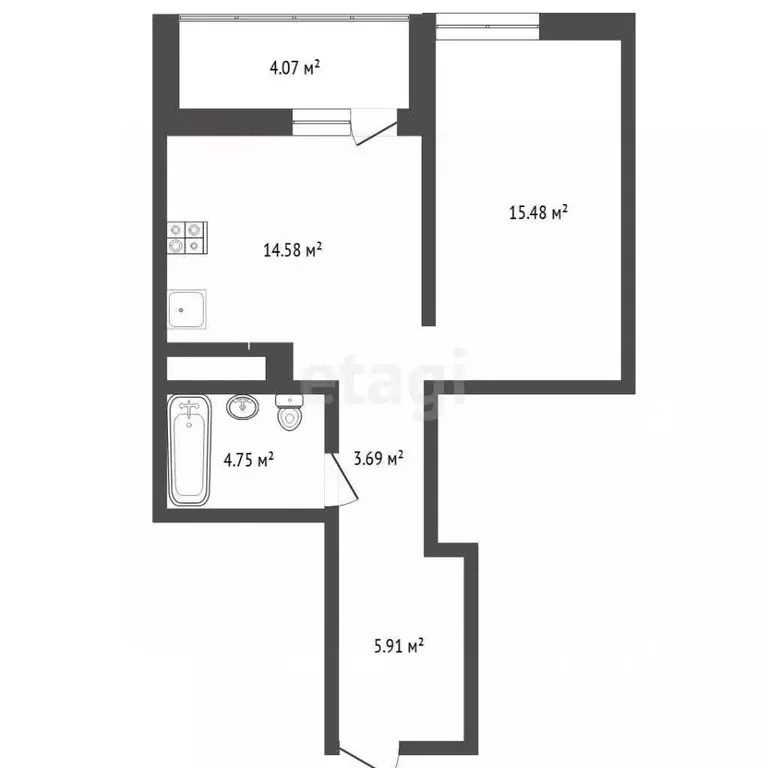 1-к кв. Тюменская область, Тюмень ул. Менжинского, 60 (46.0 м) - Фото 1