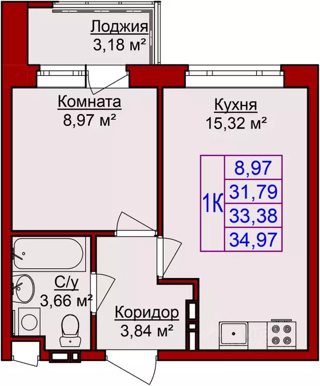 1-к кв. Удмуртия, Ижевск Сельхозвыставка жилрайон,  (35.03 м) - Фото 0