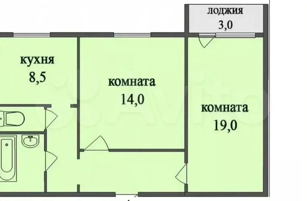 2-к. квартира, 53 м, 4/9 эт. - Фото 0
