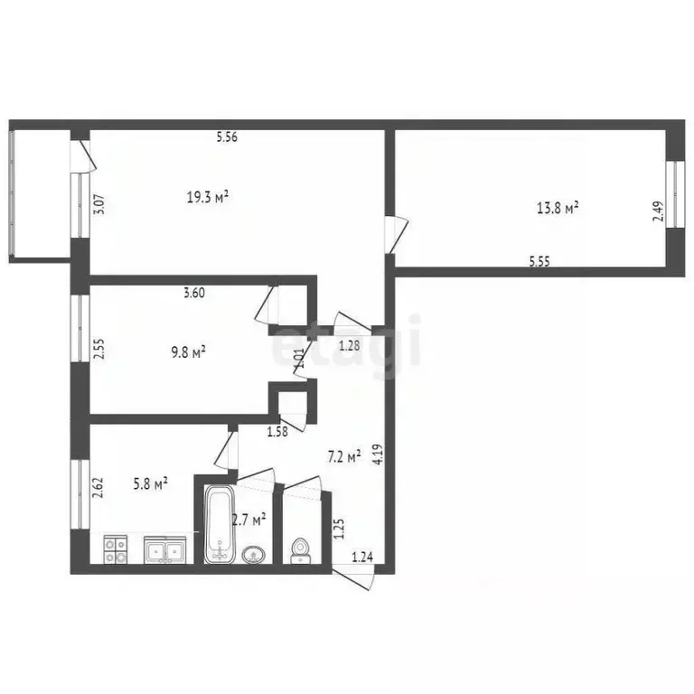 3-к кв. Крым, Судак ул. Мичурина, 4 (58.7 м) - Фото 2