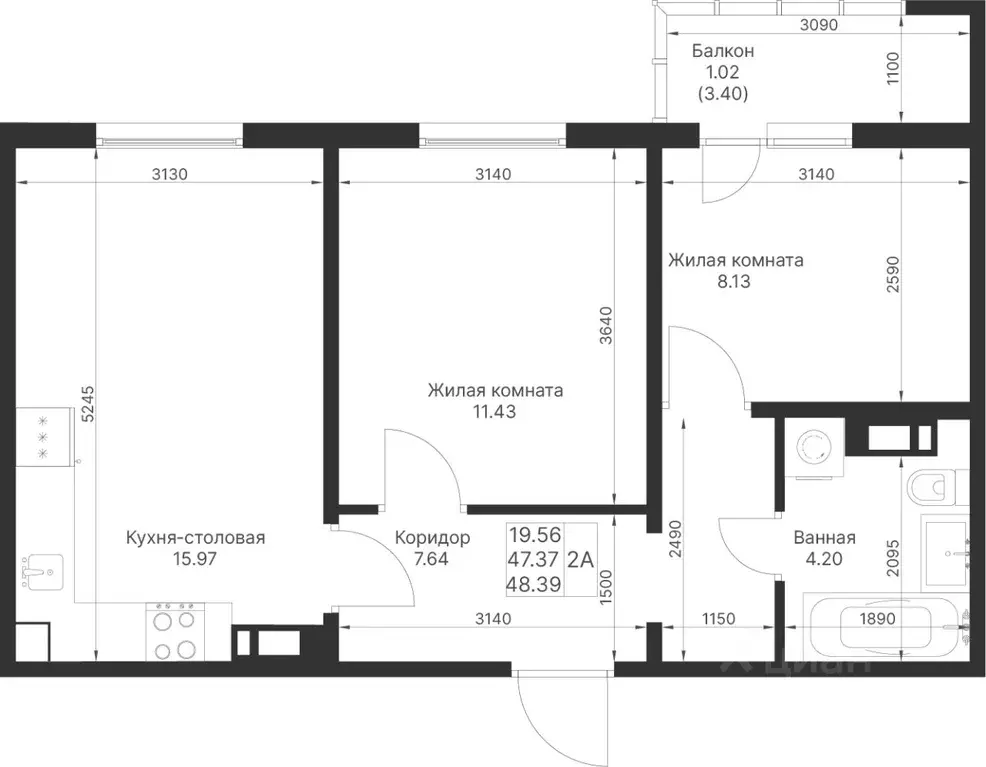 2-к кв. Татарстан, Лаишевский район, Столбищенское с/пос, с. Усады  ... - Фото 2