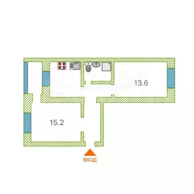 2-к. квартира, 49,9 м, 3/5 эт. - Фото 0