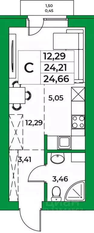 1-к кв. Башкортостан, Уфимский район, Зубовский сельсовет, с. Зубово ... - Фото 1