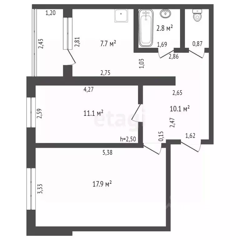 2-к кв. Кемеровская область, Юрга ул. Машиностроителей, 55 (51.0 м) - Фото 2