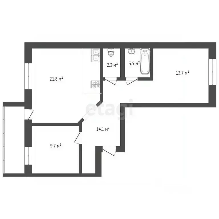 2-к кв. Тюменская область, Тюмень ул. Избышева, 8 (63.2 м) - Фото 1