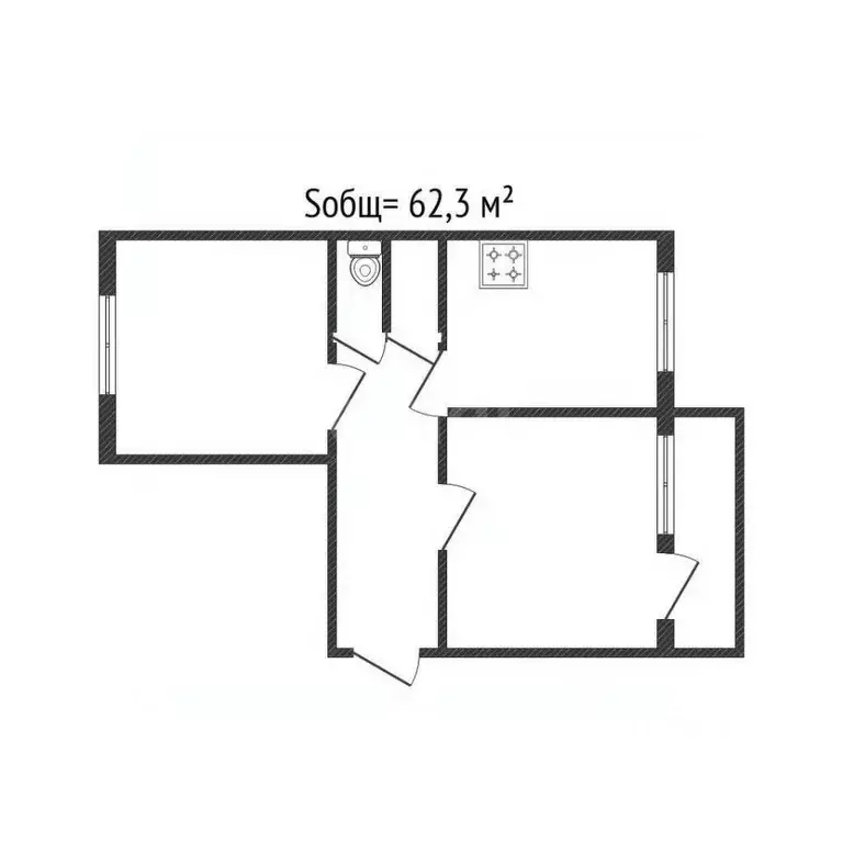 2-к кв. Брянская область, Почеп ул. Строителей, 17 (62.3 м) - Фото 1