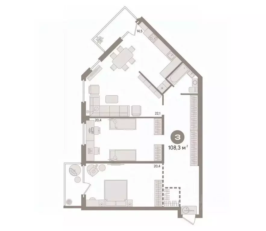 2-к кв. Ханты-Мансийский АО, Сургут Университетская ул., 21 (108.3 м) - Фото 2