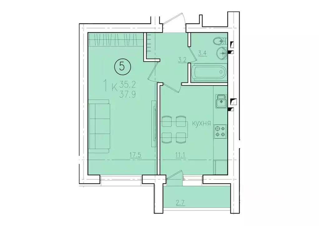 1-к кв. Саратовская область, Энгельс Энгельс-9 мкр,  (37.9 м) - Фото 0