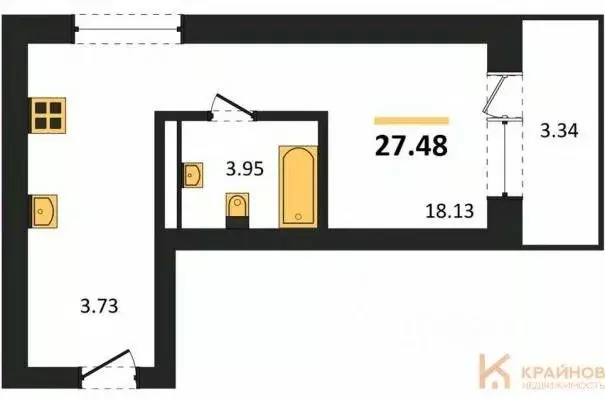 Студия Воронежская область, Воронеж Транспортная ул., 58 (27.48 м) - Фото 0
