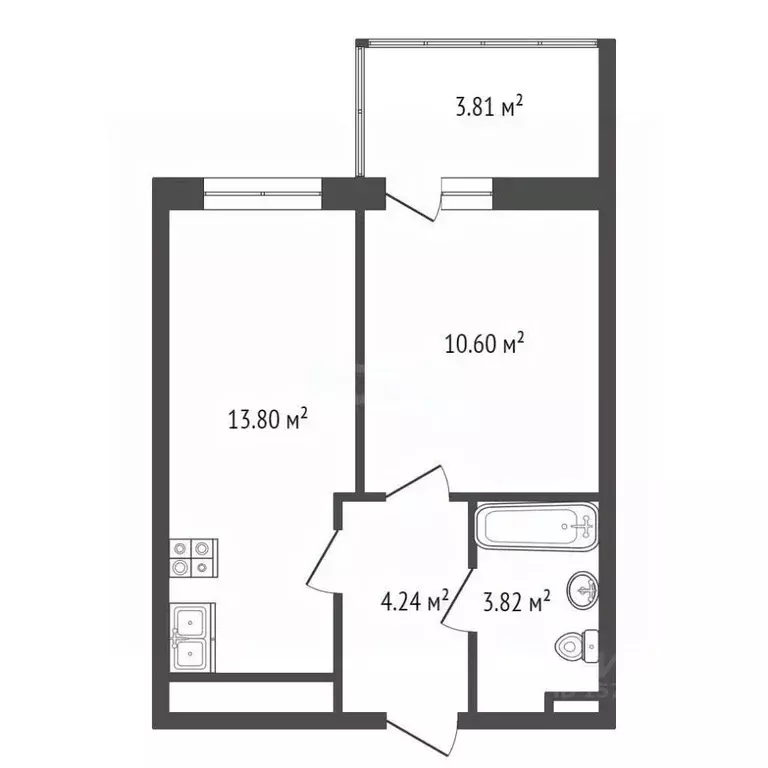 1-к кв. Санкт-Петербург ул. Русановская, 28 (32.8 м) - Фото 1