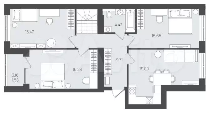 3-к. квартира, 100 м, 1/5 эт. - Фото 1