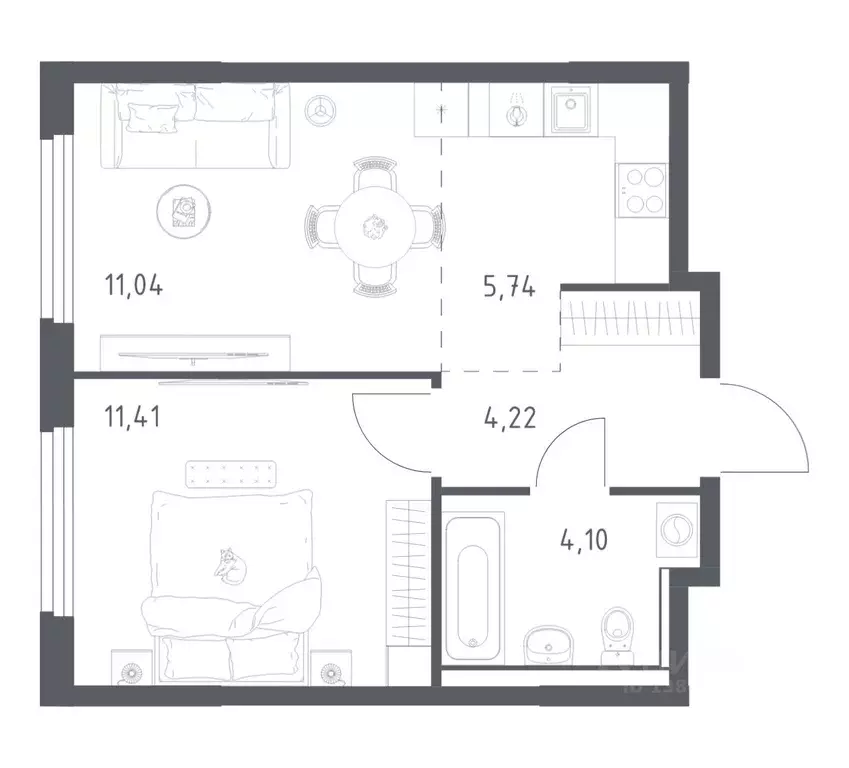 1-к кв. Московская область, Ленинский городской округ, Мисайлово пгт, ... - Фото 1