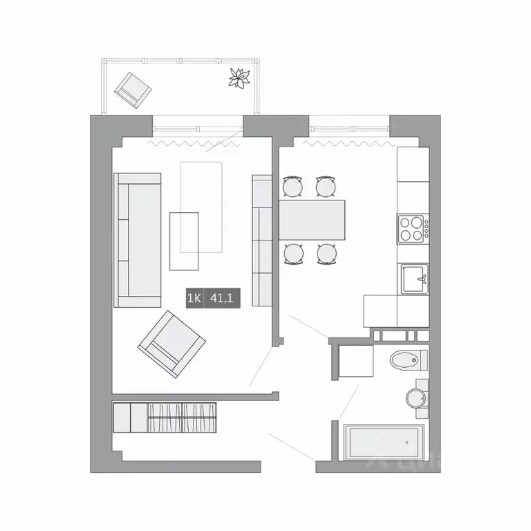 1-к кв. Приморский край, Артем ул. Острякова, 39А (41.1 м) - Фото 1