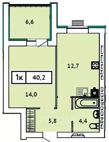 1-к кв. Ивановская область, Иваново ул. 2-я Чайковского, 40 (40.2 м) - Фото 1
