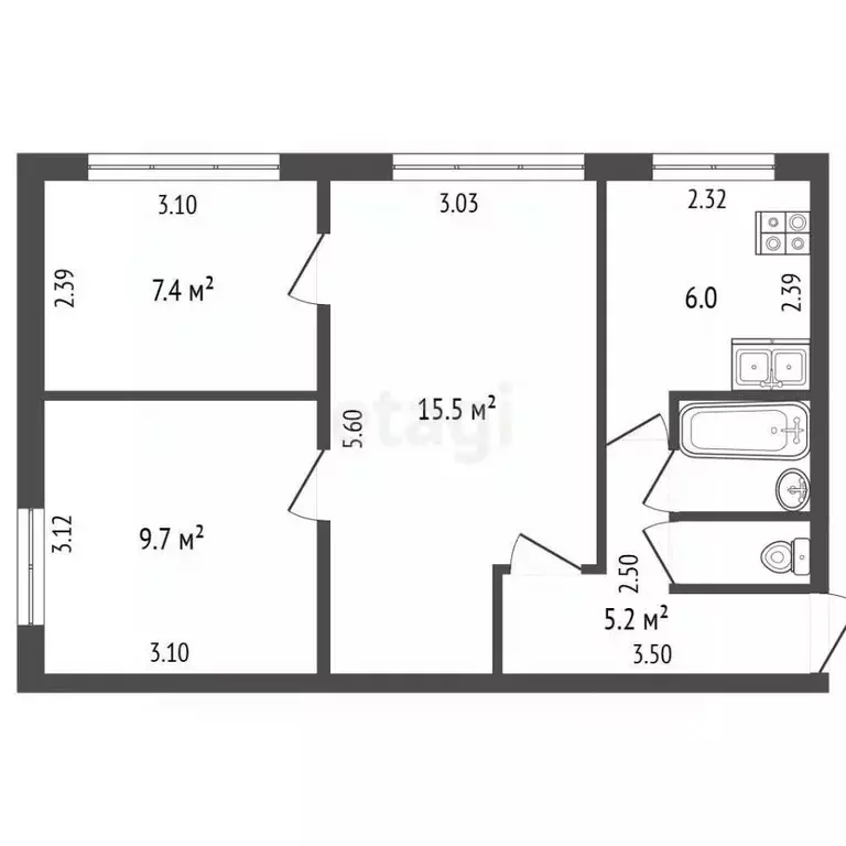 3-к кв. Архангельская область, Новодвинск ул. Уборевича, 42 (46.9 м) - Фото 2
