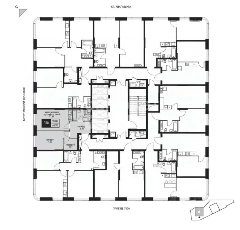 2-к кв. Москва Мичуринский просп., 45 (46.9 м) - Фото 1