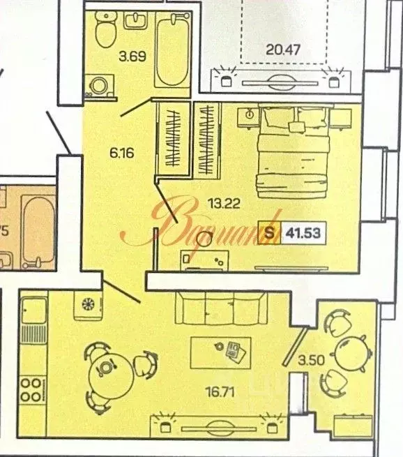 1-к кв. Архангельская область, Северодвинск ул. Ломоносова, 79к5 (39.0 ... - Фото 1