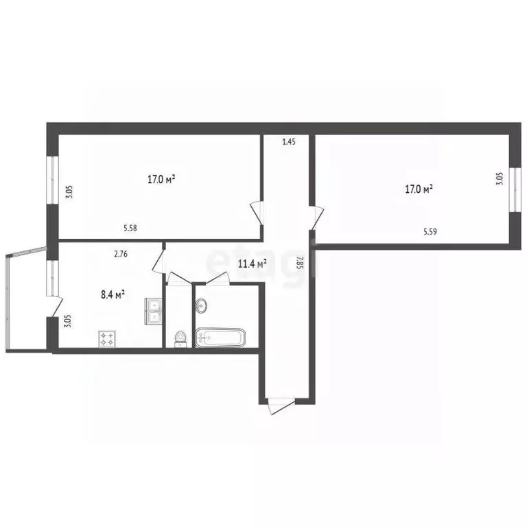 2-к кв. Ленинградская область, Колтуши Всеволожский район, ул. ... - Фото 2