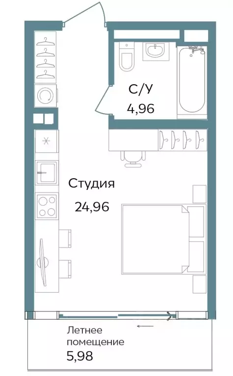 Студия Крым, Саки ул. Морская (35.9 м) - Фото 0