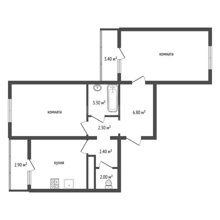 1-комнатная квартира: Воронеж, улица Адмирала Чурсина, 14 (62 м) - Фото 1