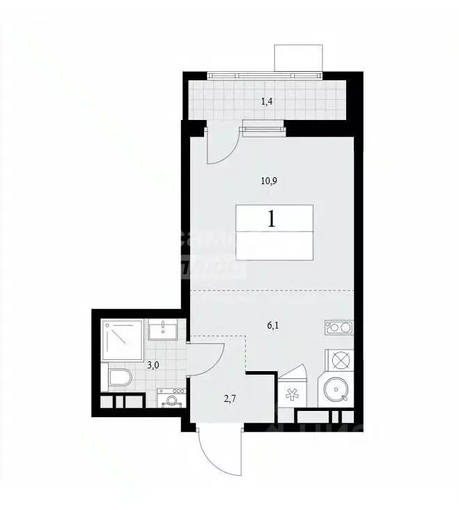 Студия Москва Деснаречье жилой комплекс, 3к1 (22.0 м) - Фото 2