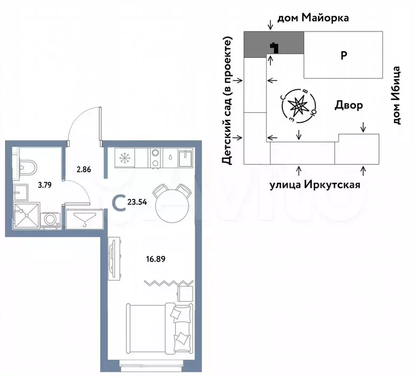 Квартира-студия, 23,5 м, 7/20 эт. - Фото 0