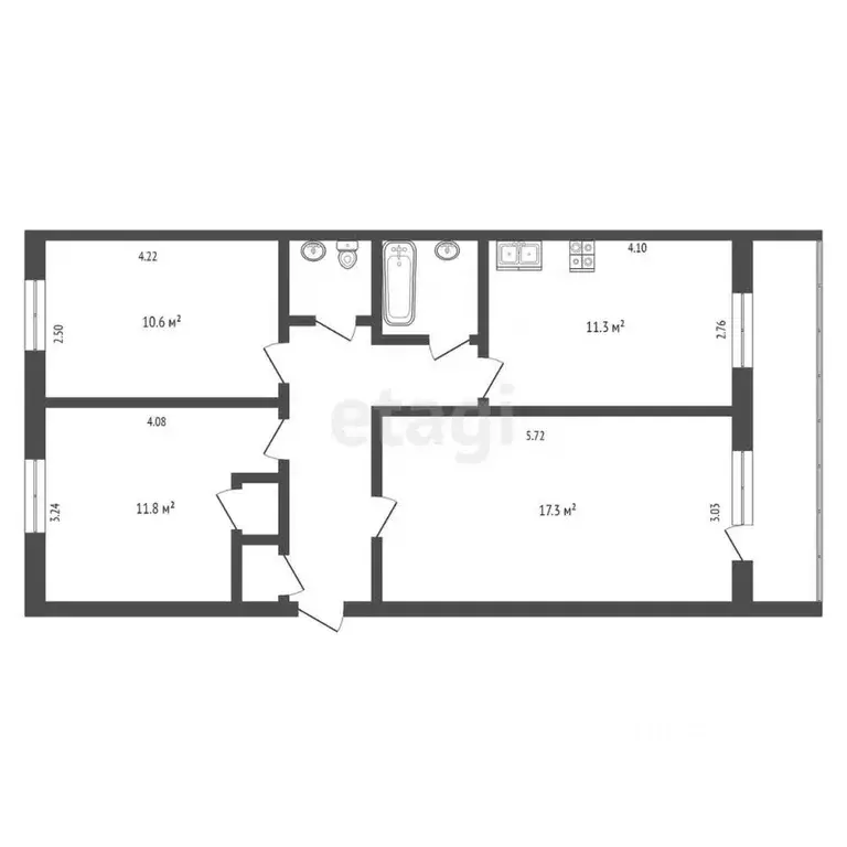 3-к кв. Ямало-Ненецкий АО, Муравленко ул. Нефтяников, 46 (52.4 м) - Фото 2