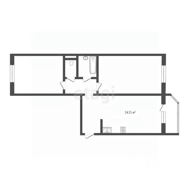 2-к кв. Тюменская область, Тюмень ул. Московский Тракт, 150 (66.0 м) - Фото 1