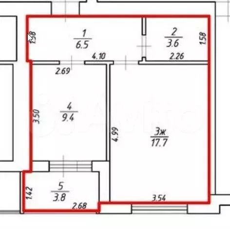 1-к. квартира, 41 м, 3/6 эт. - Фото 0