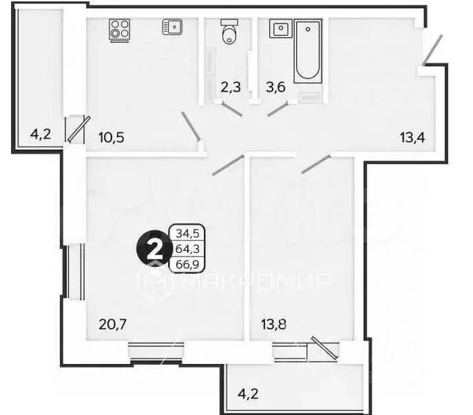 2-к кв. Орловская область, Орел ул. Нормандия-Неман, 78 (64.2 м) - Фото 1
