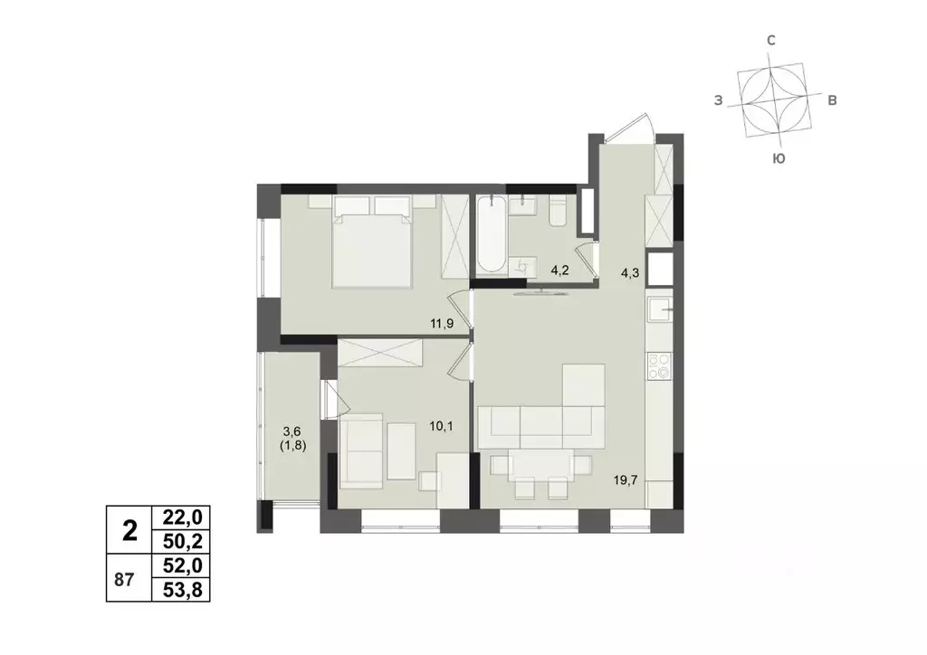 2-к кв. Удмуртия, Ижевск ул. Леваневского (52.0 м) - Фото 1