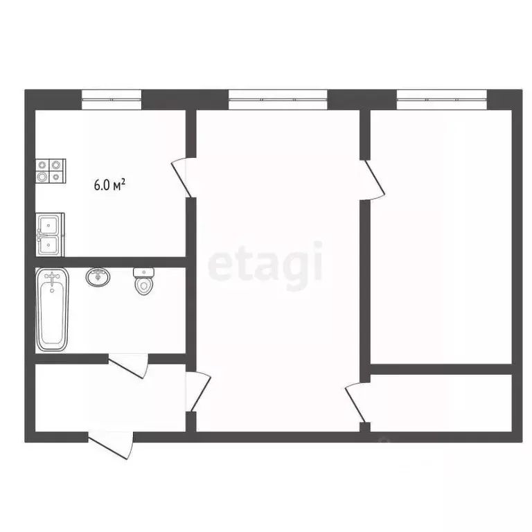 2-к кв. Красноярский край, Норильск Ленинградская ул. (42.9 м) - Фото 2