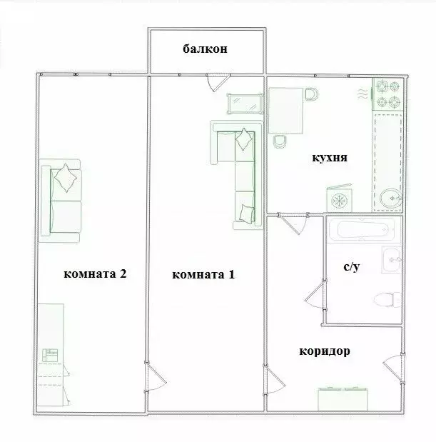 2-комнатная квартира: Люберцы, улица Строителей, 6 (48 м) - Фото 1