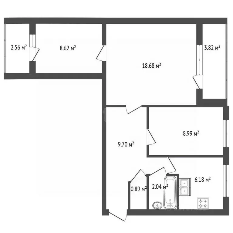 3-к кв. Санкт-Петербург Купчинская ул., 20К4 (65.0 м) - Фото 2