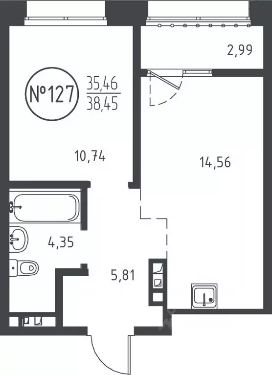 1-к кв. Иркутская область, Иркутск ул. Эдуарда Дьяконова, 11 (38.45 м) - Фото 0